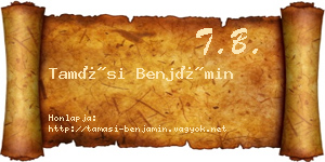Tamási Benjámin névjegykártya
