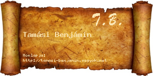 Tamási Benjámin névjegykártya